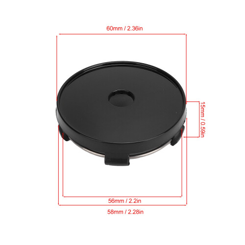 4 pièces de capuchons centraux de roue noirs de 60 mm avec trou 1