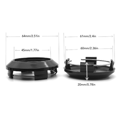 Copricerchi esterno 64mm interno 60mm 4 pezzi nero antiruggine 1