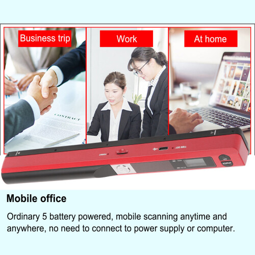 A4 900 DPI Portable Handheld Scanner 32GB Capacity Red 2