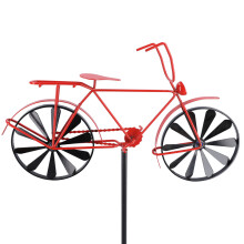Girouette éolienne en fer vintage en forme de bicyclette rouge décor de jardin