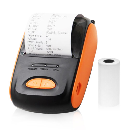 Mobile 58mm Bluetooth Thermal Printer with 1 Roll for Android IOS Win