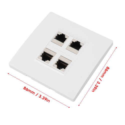 Plaque murale Cat 6 4 ports ABS CAT6 86x86mm Blanc 1