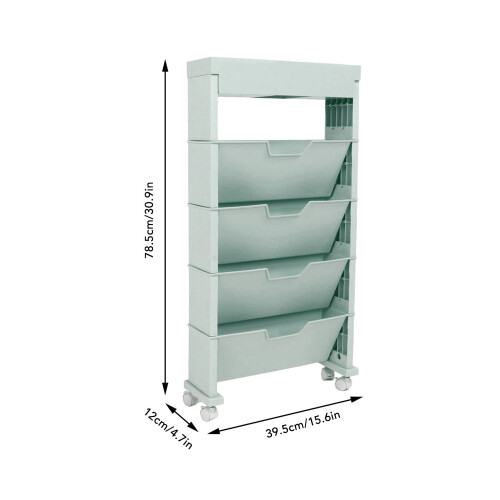 Multi-Layer Blue Mobile Bookcase, 78.5x12x39.5cm, Large Capacity 1