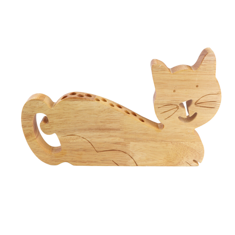 Cat Shaped Wooden Pen Holder for Desktop, Cute Crayon Stand, Home Decor-image-OPC-PJDRXY6-NEW