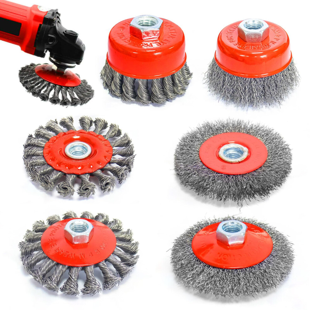 Wire Brush For Angle Grinder 115/125 Mm Diameters M14 Models Drill Polishing Grinding Rust Deburring 6 Pack 6482260397290