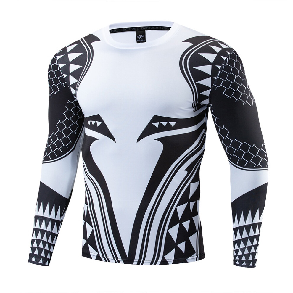 (White-Long Sleeve,3XL)Collant Gym Homme Sport Compression Tshirt Aquaman 3D Tops Imprimé