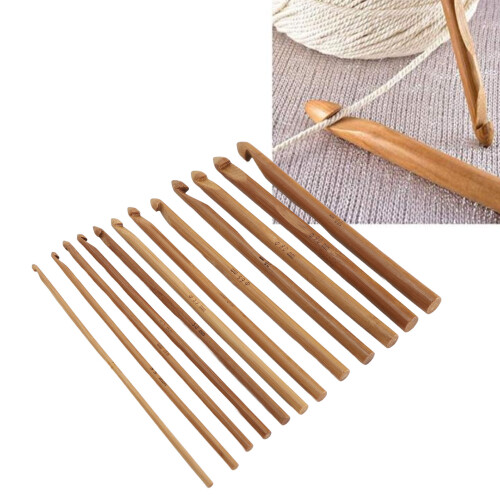 Conjunto de 12 ganchos de crochet 3.0-10.0 mm 15 cm bambú