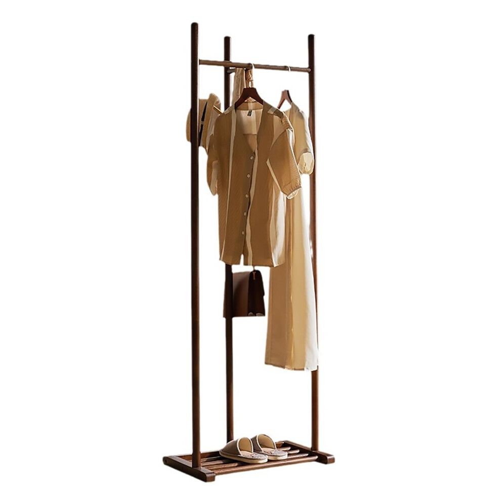 Floor Standing Solid Wood Clothes and Hat Rack Hollow Storage Shelf Metal Hooks Walnut/White Foyer Living Room Office-image-OPC-PJDS65M-NEW