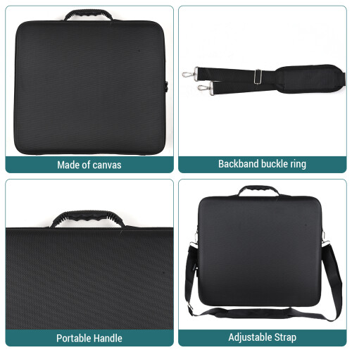 Pool Ball Bag Case Black Fits 17 Balls Canvas Foam with Plastic Handle & Strap 1
