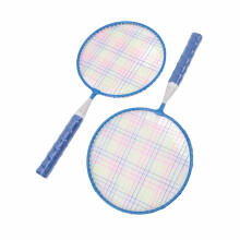 Schulspiele im Freien: Kinder Blaue Badmintonschläger mit schützender Grifffläche