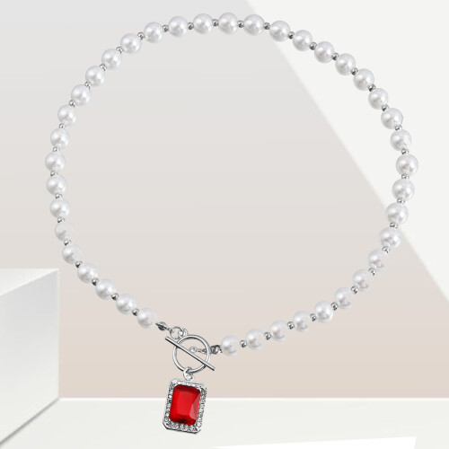 Collier de perles ZW3146, couleur acier, taille unique 2