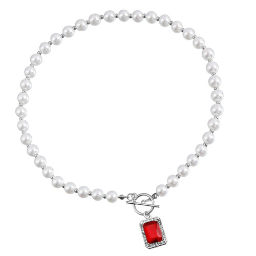 Collier de perles ZW3146, couleur acier, taille unique