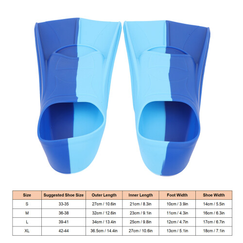2 pezzi di pinne da nuoto M in silicone blu antiscivolo 1
