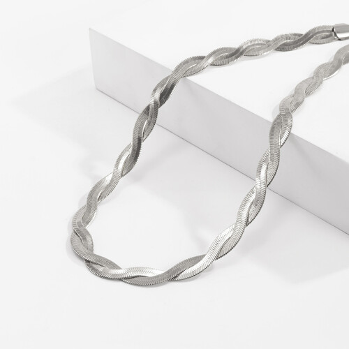 Collana a catena serpente in rame - bianca - taglia unica