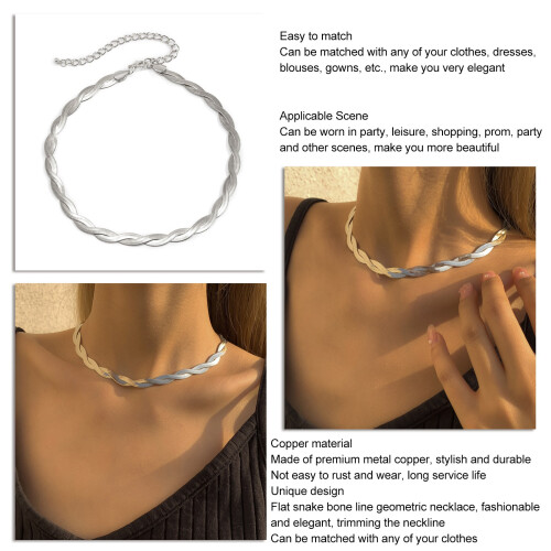 Collana a catena serpente in rame - bianca - taglia unica 2