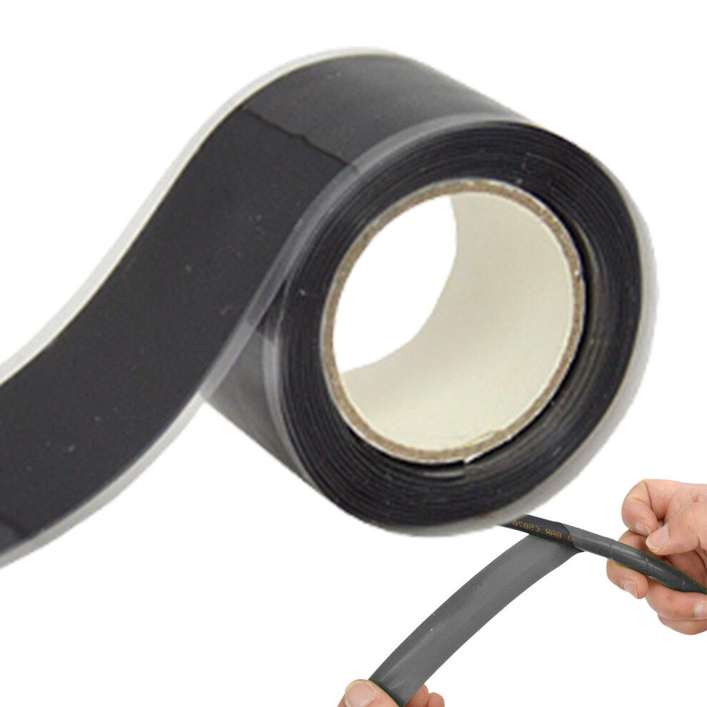 Self-Sealing Waterproof Silicone Tape 5 Ft Black For Plumbing Installations Adhesive Leak-Repair Tape 6482260397474