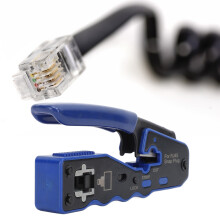 Pass Through Ethernet Crimper Cutter Kit for RJ45 CAT6, Alloy Steel