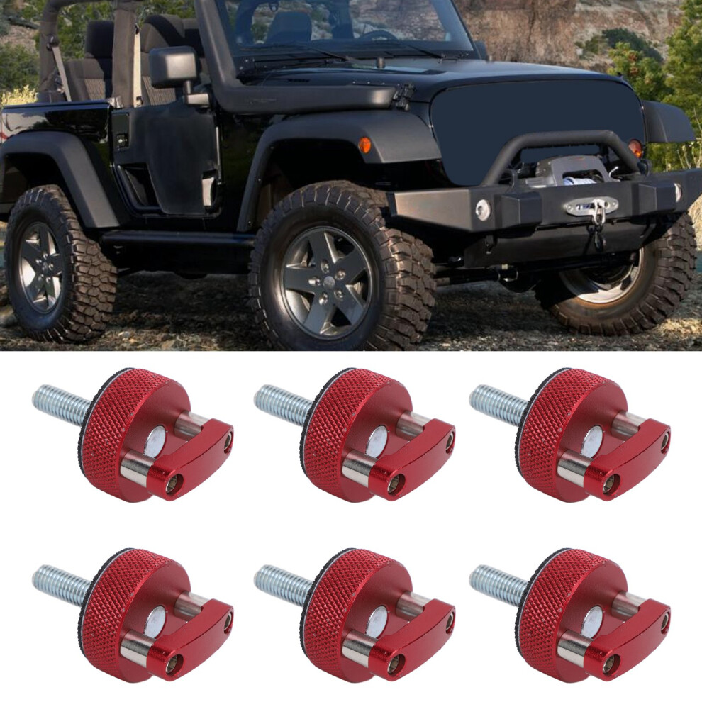 6Pcs Billet Aluminum Hard Top Fastener Kit For Wrangler Jk Jlu Jt Red 8411335430264