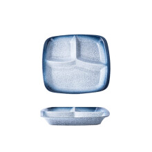 Divided Ceramic Dinner Plate Square Shaped 2-Pack Lunch Plate Salad Plate Tableware Set