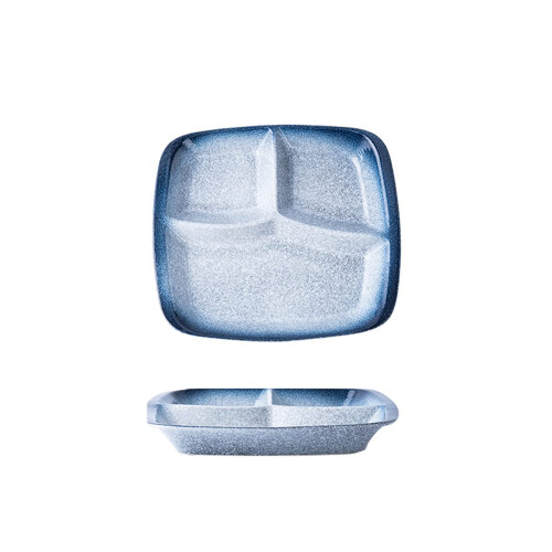 Divided Ceramic Dinner Plate Square Shaped 2-Pack Lunch Plate Salad Plate Tableware Set