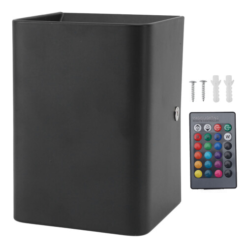 Luce da parete RGB 5W, 10x7x6,7 cm, Scocca nera 2