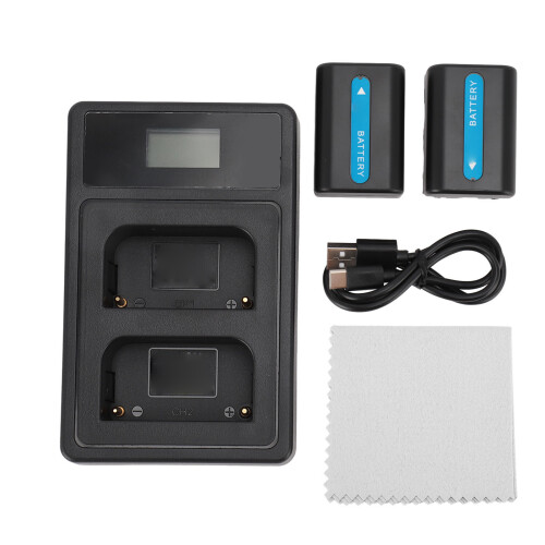 2x batterie de caméscope 1800 mAh de type M NP FM50 + base 1