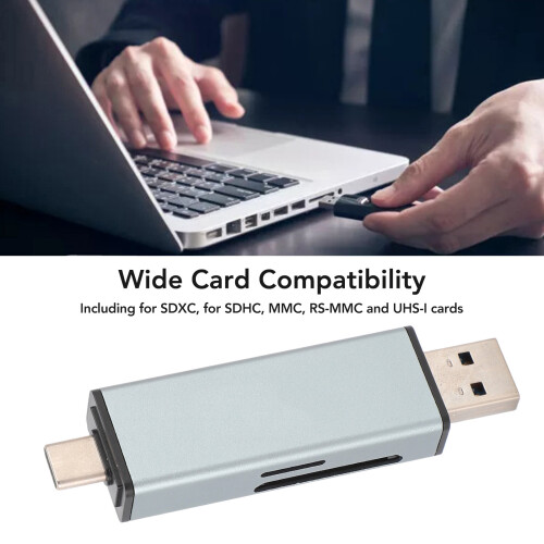 Lector de tarjetas OTG dual USB 3.0/USB-C, gris oscuro 2