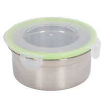 Contenitore per pranzo rotondo in acciaio inossidabile 304, 550ml, argento medio, ermetico