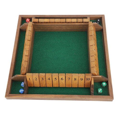 4-Player Shut The Box Game - Pine 35x35 cm,8 Dice 1