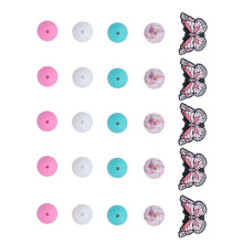 20Pcs Round Silicone Beads & 5Pcs Butterfly Beads DIY Jewelry Craft Kit