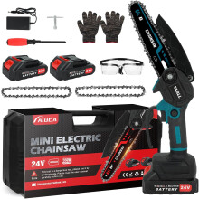 Mini Chainsaw 24V with 8000mAh Battery, 6-Inch Cordless Chainsaw