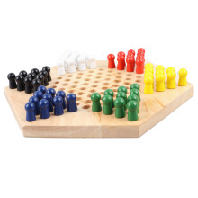 Wooden Chinese Checkers Set with Multiple Chess Pieces for Kids & Adults