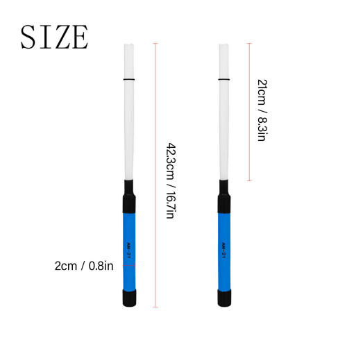 Durable ABS Nylon Jazz Drumstick Brushes - 1 Pair in Blue White 1