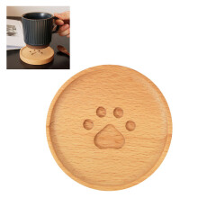 Sottobicchiere rotondo in legno di faggio a forma di zampa, antiscivolo, 80 g