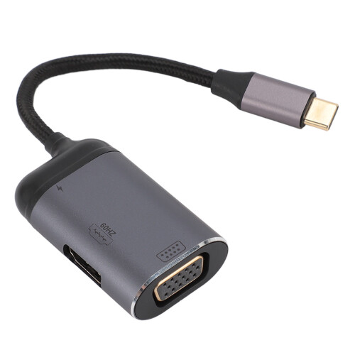 Adaptateur USB-C vers HDMI/VGA 4K60 100 W argenté 1