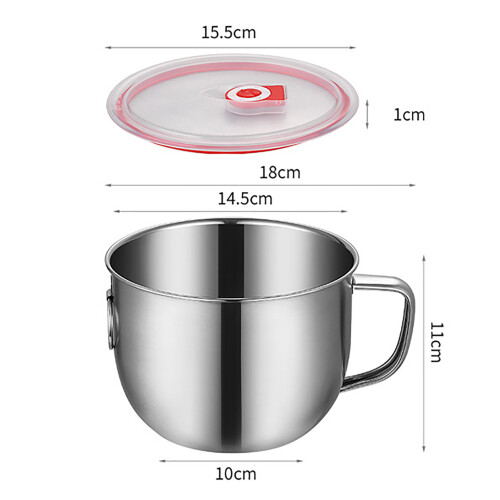 Durable 304 Stainless Steel Noodle Bowl with Practical Lid & Handle 1