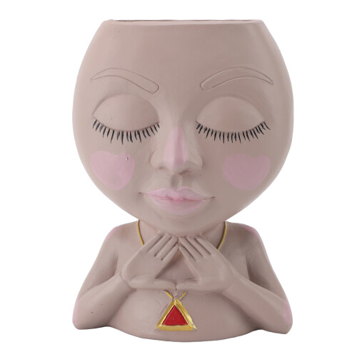 Maceta con rostro - Resina - 520,00 g - Orificio de drenaje 1