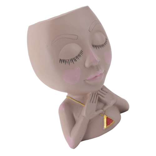 Maceta con rostro - Resina - 520,00 g - Orificio de drenaje
