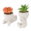 2 pezzi di vasi ceramici per succulente a forma umana, bianchi 14