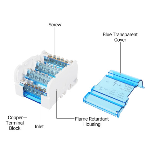 JH8207 125A 500V boîte transparente 85x65x44mm 1
