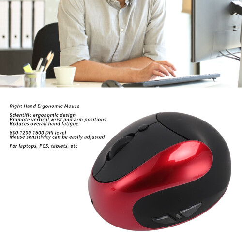 Mouse verticale rosso per mano destra 650 mAh 2,4 GHz 2