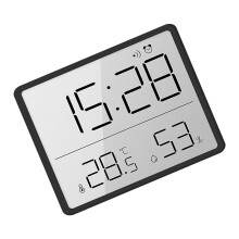 Digitaler Wecker LCD-Bildschirm Temperatur Feuchtigkeit Zeitanzeige Elektronische Uhr für Zuhause Schlafzimmer Büro Schwarz 8218