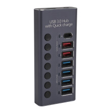 Hub USB 3.0 a 7 porte alimentato, 5 Gbps, 20 W PD, spina UE