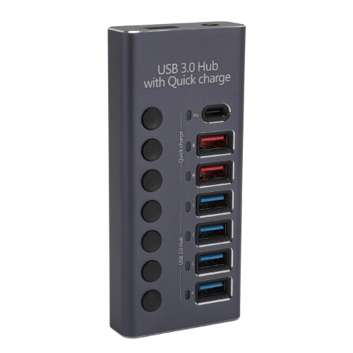 Hub USB 3.0 de 7 puertos de aluminio 5 Gbps PD 20 W enchufe UE