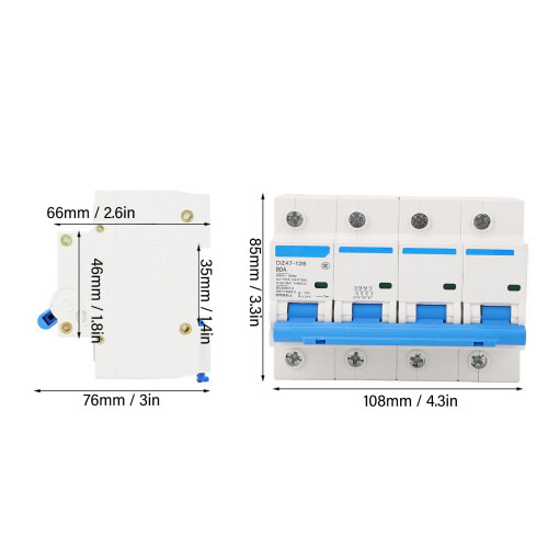Modèle 4P disjoncteur monté sur rail DIN 80 A 400 V PC FR 1