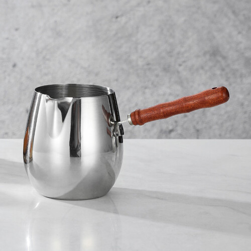 Olla mini para calentar leche de acero inoxidable 304 600 ml madera 2