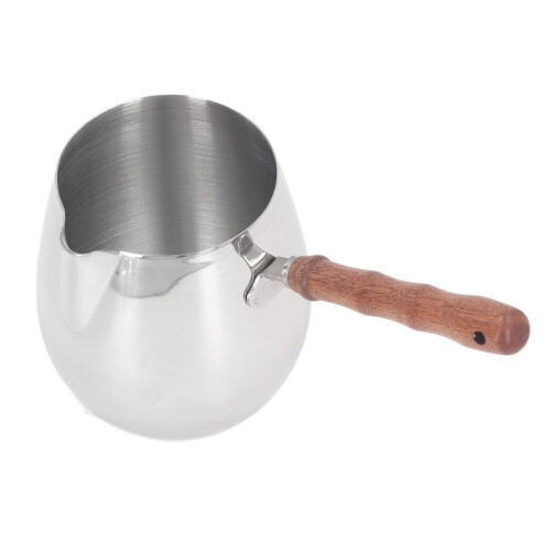 Olla mini para calentar leche de acero inoxidable 304 600 ml madera