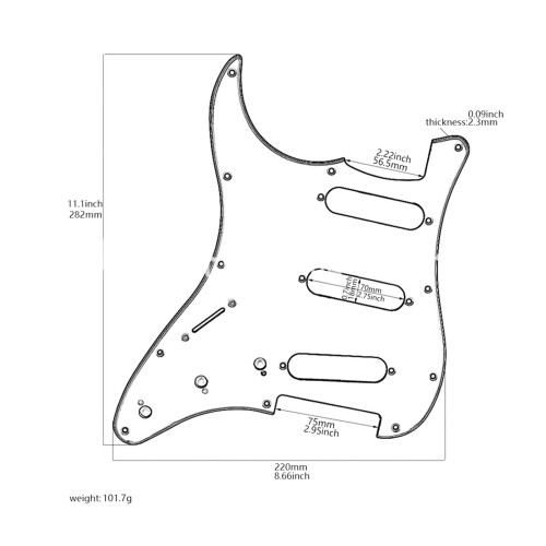 GSSS47 11-Loch linkshändig PVC-Pickguard elektrisch 1