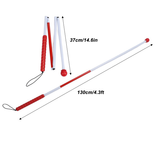 Canne blanche pliante 130 cm / 4,3 pieds rouge, 4 plis 1