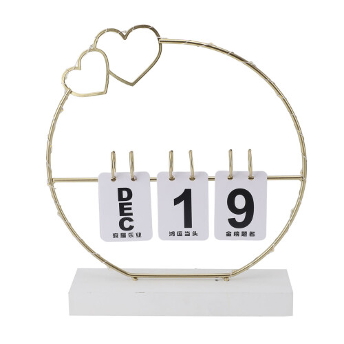 Calendario perpetuo giratorio con LED, corazón blanco, 25x6x29cm 2